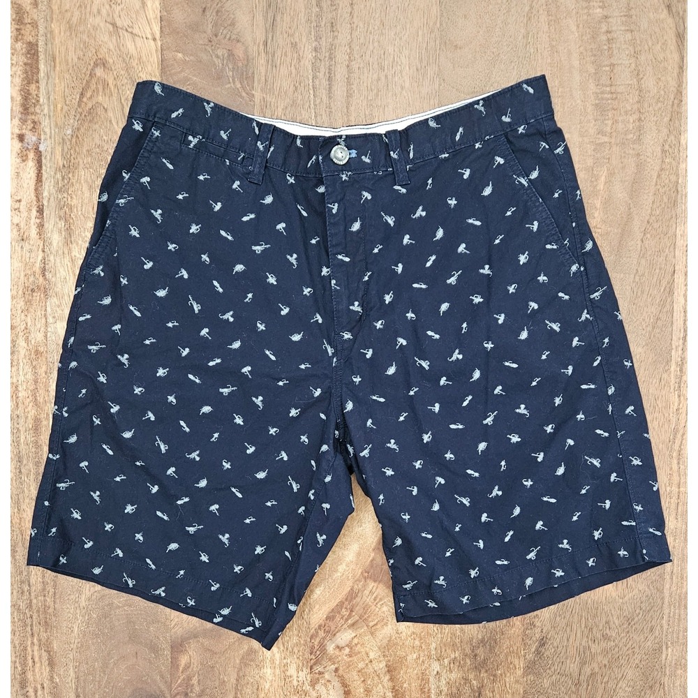 Eddie Bauer Shorts Mens 34 Blue Pattern Legend Wash Classic Chino Flat Front